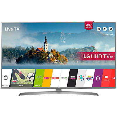 LG 43UJ670V LED HDR 4K Ultra HD Smart TV, 43 with Freeview Play & Crescent Stand, Grey